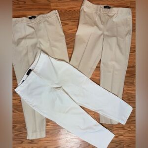 Lot 3 Talbots Chatham Ankle Pants Women’s 10 Curvy Beige White Stretch Side Zip
